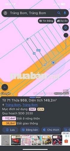 BÁN ĐẤT SÔNG TRẦU 19 GẦN NHÀ THỜ GIA TÔN CHỢ SỐ 9