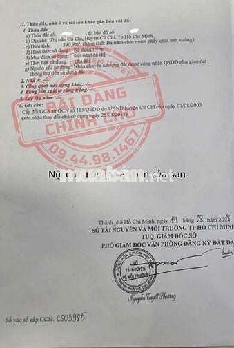 HÀNG THẬT ĐẤT THỔ CƯ MẶT TIỀN THỊ TRẤN CỦ CHI 391M2 530TR SHR FULL THỔ