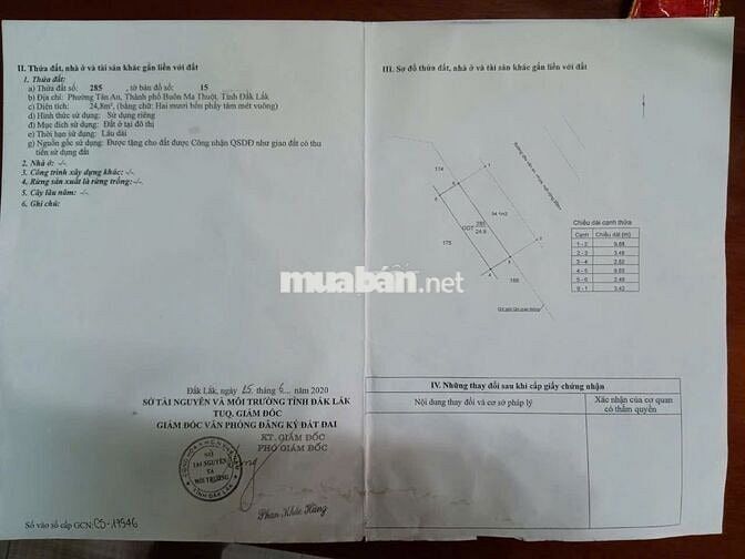 BÁN NHANH LÔ ĐẤT 2 Mặt Tiền Phường Tân An, TP Buôn Ma Thuột, Đăk Lăk