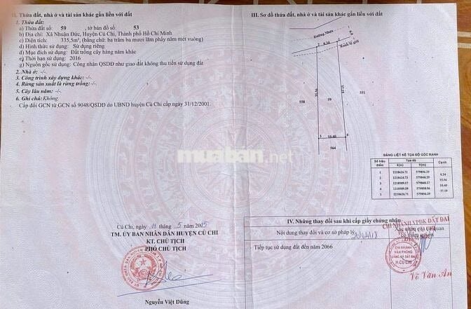 Chính chủ bán nhà và đất, sổ riêng, có thổ cư, Nhuận Đức ,Củ chi