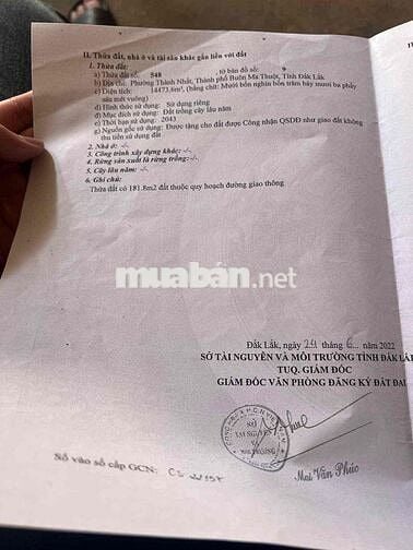 Cần tiền hạ giá bán gấp lô đất trung tâm buôn ma thuột