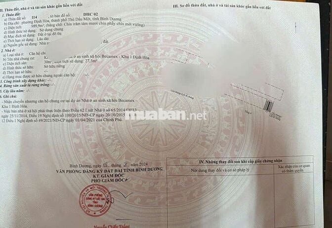 (7758) Becamex định hoà, lầu 3, sổ hồng: 465 triệu, toàn quốc mua được