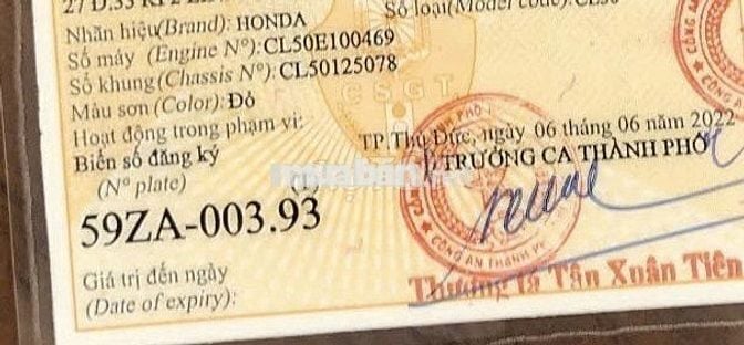 Xe honda CL 50 - nguyên zin , giấy tờ chính chủ