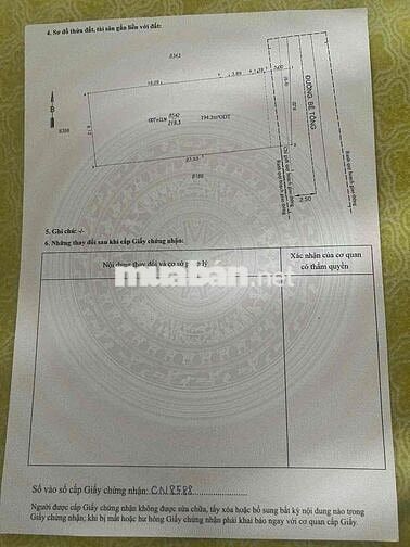 chủ bán lô đất dt 219 m ngang 9 m gần đường Trần Hưng Đạo