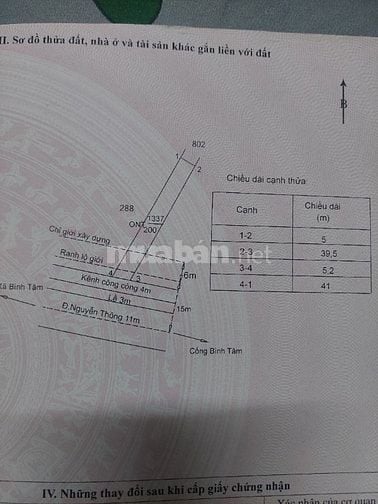 Bán đất thổ MT Nguyễn Thông 5x75 m Giá3.5 tỉ