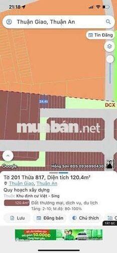 cần bán lô đất kdc vietsing dt 120m2 full thổ cư