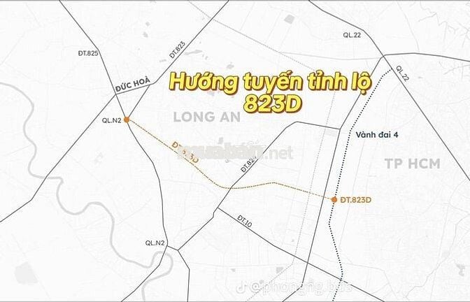 Lô Đất Ngợp MT Đường ĐT 823d- Liền Kề TT Đức Hòa và KCN Hải Sơn.