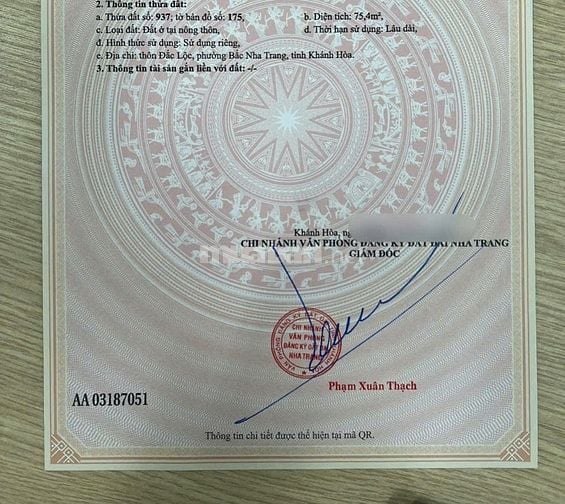 Bán nhanh lô đất Đắc Lộc - Vĩnh Phương - Nha Trang