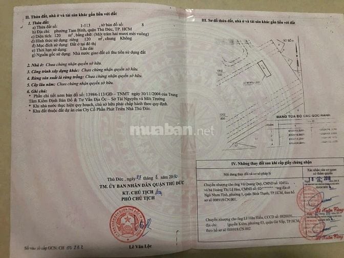 Bán nhà mặt tiền Chợ Đầu Mối, lô F, đường F, P.Tam Bình, Thủ Đức 6x20m