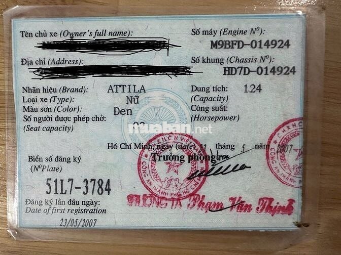 Bán xe Attilla màu đen Victoria bảng số Sài Gòn