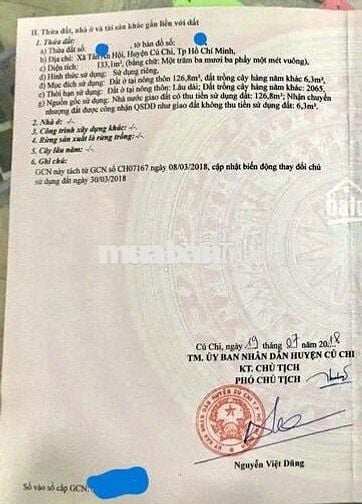 Bán đất 850 triệu 133 m2 tại Đường Tỉnh lộ 8, Xã Tân An Hội Củ Chi