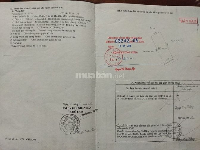 Bán nhà 2 tầng, 270m2, 10m x 27m, DX001, P. Phú Mỹ, TDM. Giá 6.2 tỷ