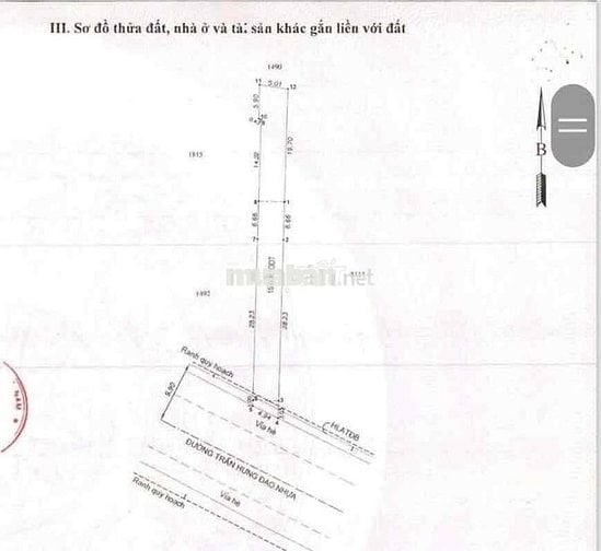 MẶT TIỀN ĐƯỜNG TRẦN HƯNG ĐẠO DT 258,5m2