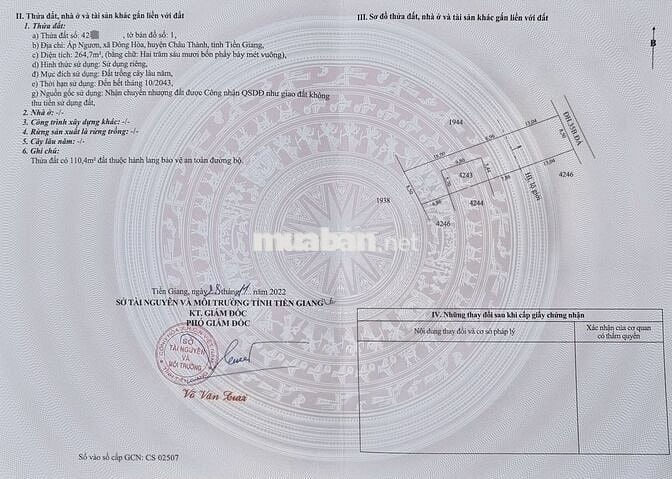 BÁN ĐẤT ĐƯỜNG XE HƠI – CẶP MÉ KINH XÁNG – TRUNG LƯƠNG, TIỀN GIANG