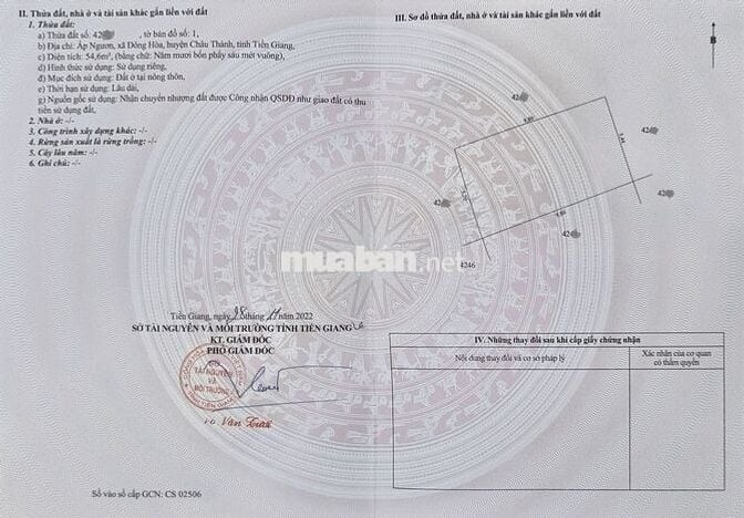 BÁN ĐẤT ĐƯỜNG XE HƠI – CẶP MÉ KINH XÁNG – TRUNG LƯƠNG, TIỀN GIANG