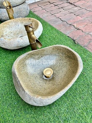 Bồn rửa mặt, rửa tay Lavabo đá tự nhiên màu vàng HD-LBD01