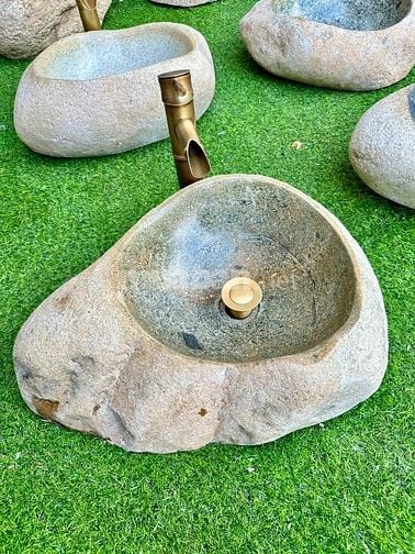 Bồn rửa mặt, rửa tay Lavabo đá tự nhiên màu vàng HD-LBD01