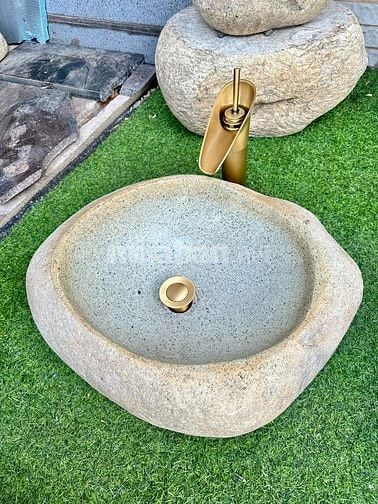 Bồn rửa mặt, rửa tay Lavabo đá tự nhiên màu vàng HD-LBD01