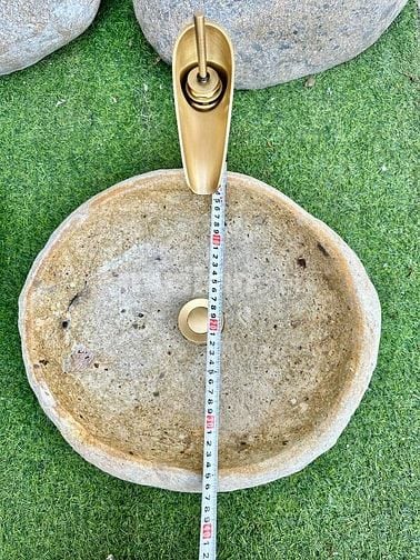 Bồn rửa mặt, rửa tay Lavabo đá tự nhiên màu vàng HD-LBD01