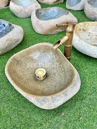 Bồn rửa mặt, rửa tay Lavabo đá tự nhiên màu vàng HD-LBD01