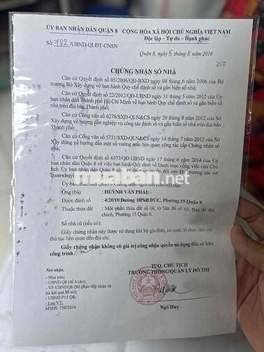 Nhà trong hẽm 1 lầu 1 trệt 38,6m2 1 phòng ngủ đường Bình Đức , Quận 8