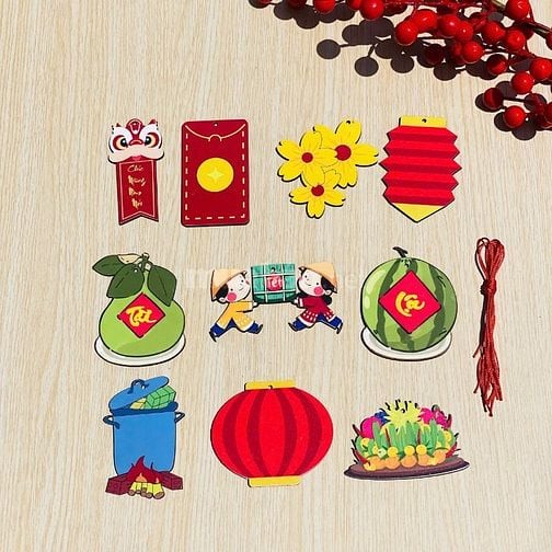 tag gỗ trang trí thiết kế in Uv khắc laser theo yêu cầu sỉ lẻ 10k/1cái