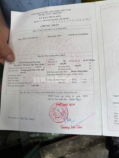 Cần bán nhà cấp 5,5x14 cấp 4 gần đường lớn 10m giá 6tỷ