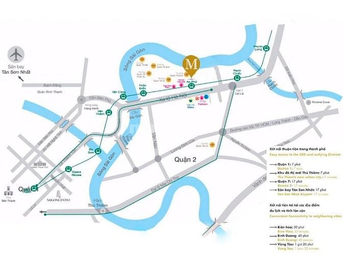 Căn hộ Masteri Thảo Điền bán gồm 2 phòng ngủ tầng cao view đẹp 64m2