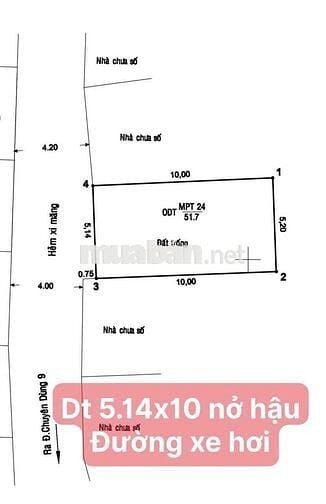ĐẤT NỀN 5,14 dài 10 trong khu dân cư gần phú mỹ hưng