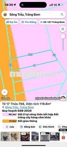 bán đất gia đình 1 Lô *** tại xã sông trầu chính chủ