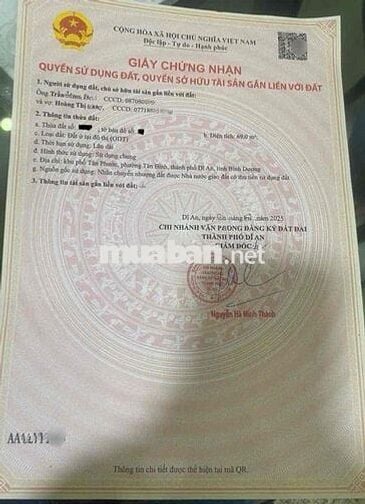 Đất KDC Lê Phong Tân Bình, P Tân Bình, TP Dĩ An.