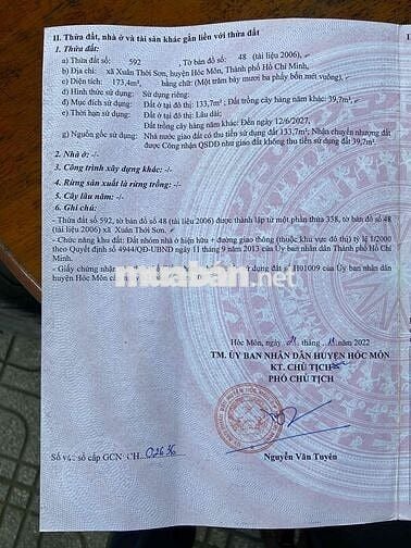 Bán lô đất biệt thự 10x17.4: 174m2 Xuân Thới Sơn, Hóc Môn,