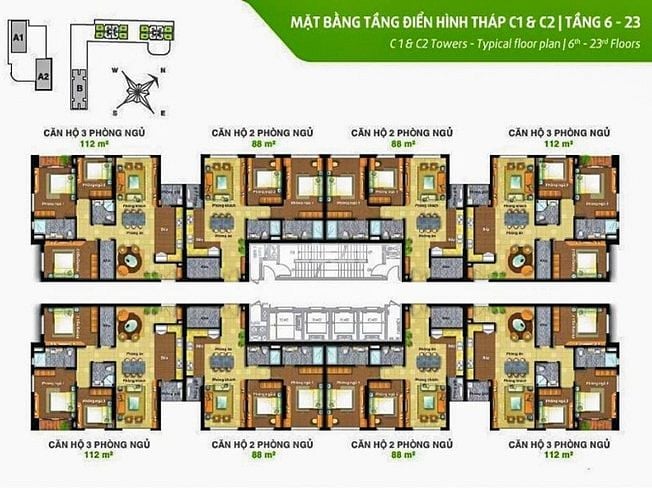 Căn hộ bán tại Tropic Garden Thảo Điền view sông gồm 2 phòng ngủ 88m2