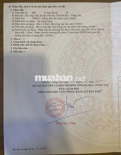 BÁN 3000M2 ĐẤT TRUNG TÂM XÃ LONG TÂN GIÁ 9TỶ, CƠ HỘI ĐẦU TƯ