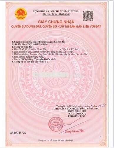 🔥 CẦN BÁN LÔ ĐẤT GIÁ RẺ SUỐI NGHỆ BRVT – GẦN KHU CÔNG NGHIỆP CHÂU ĐỨC