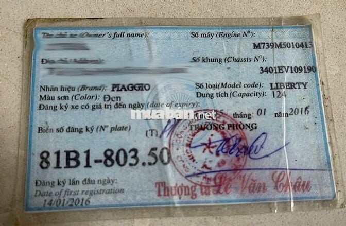 Piaggio Liberty ABS 2016 Đen Đỏ đô