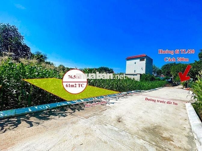 Chính chủ bá gấp 76.5m2 Sen Trì, Bình Yên. Cách TL420 chỉ 300m.