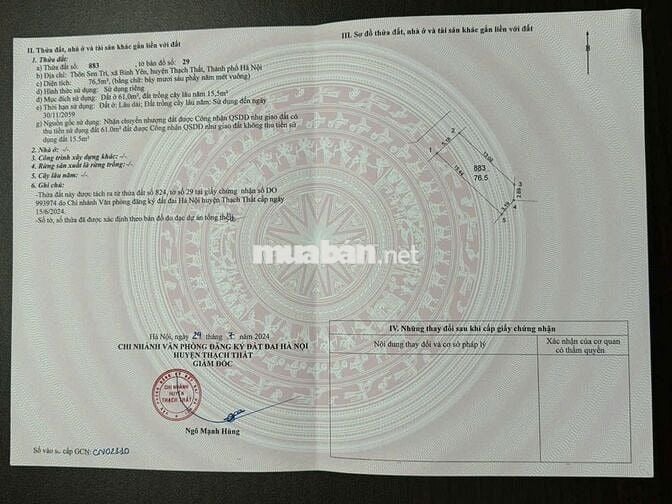 Chính chủ bá gấp 76.5m2 Sen Trì, Bình Yên. Cách TL420 chỉ 300m.