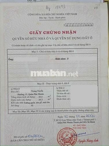 Cần bán nhà 2mặt tiền 25m2 Nguyễn Trọng Tuyển PN