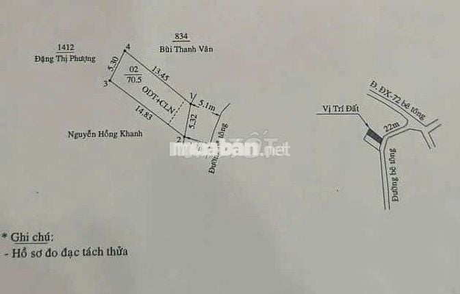 Bán đất hẻm dx 72 định hòa. 70m2 giá 1.39 tỉ có bớt.