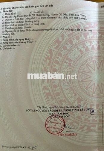 Cần tiền cuối năm bán lỗ mảnh đất 248m2 giá 699tr -ngay KCN Phước Đông