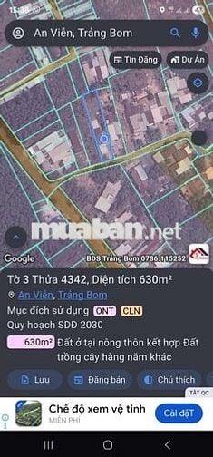 Cần bán đât nhà tại An Viễn, Trảng Bom. Đồng Nai