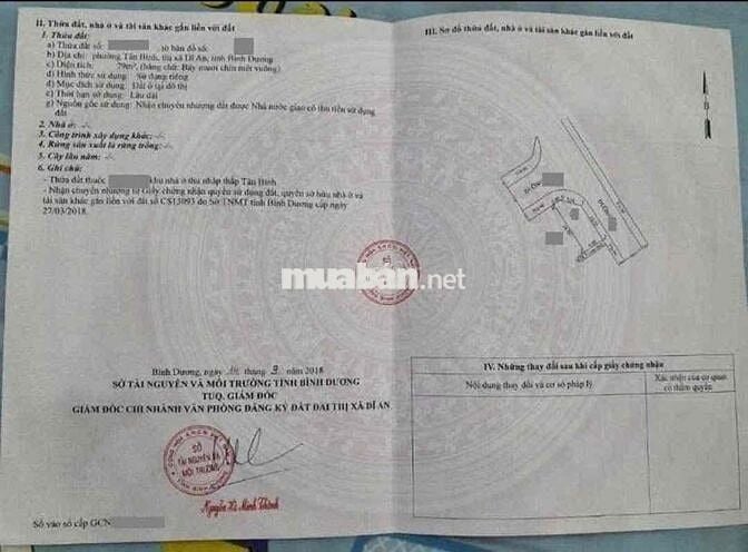 Đất góc 2 mặt tiền, Phường Tân Bình, Tp Dĩ An.