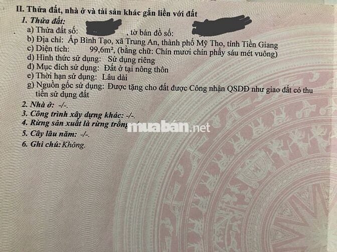 BÁN 1 NỀN MẶT TIỀN PHÙNG HÁ 100M2 – TRUNG AN