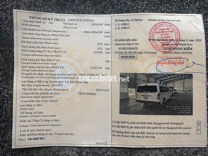 Toyota Hiace tải van 3 chỗ /930kg đời 2006 máy dâu