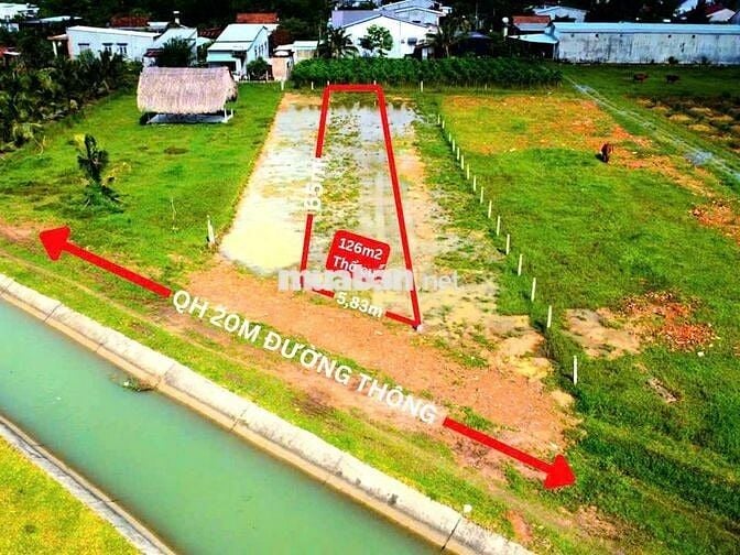 6x60m Mặt Tiền Kênh Thoáng Mát Có Thổ Cư. Sổ Hồng Riêng. Chỉ 499Tr