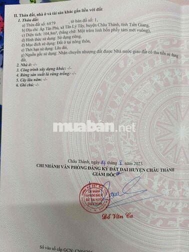 CHÍNH CHỦ CẦN NHƯỢNG LẠI ĐẤT THỔ CƯ