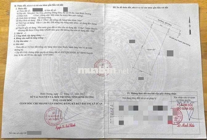 Đất gần Đại Học Quốc Gia, P Đông Hoà, TP Dĩ An.