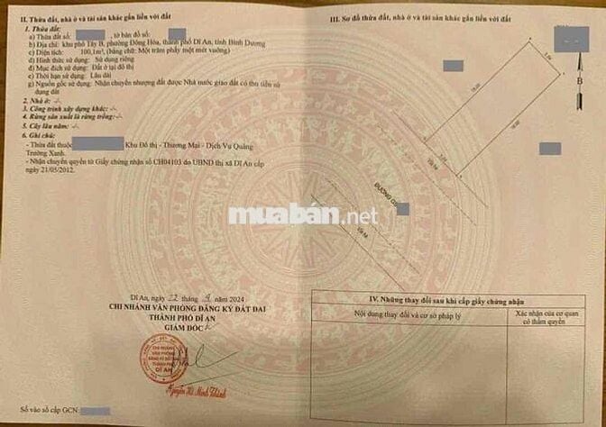 Đất khu Quảng Trường Xanh, BigC Go, p Đông Hoà, Tp Dĩ An