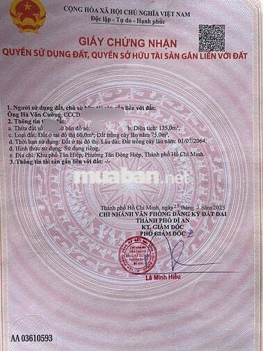 Đất mặt tiền đường gần chợ Phú An, phương Tân Bình, Tp Dĩ An